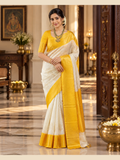 Traditional Soft Banarasi Silk Saree with Rich Golden Yellow Zari Pallu