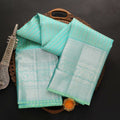 Trandy Firozi Soft Silk Saree With Beautiful Blouse Piece