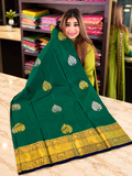Emerald Green Soft Banarasi Silk Saree With Ineffable Blouse Piece