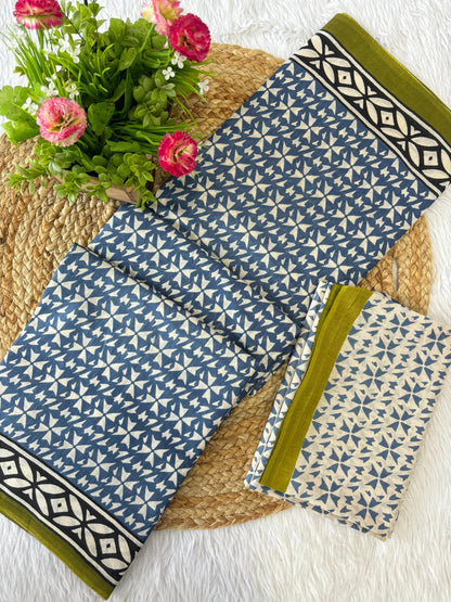 Gorgeous Pure Mul Cotton Saree with Bagru Handblock Prints