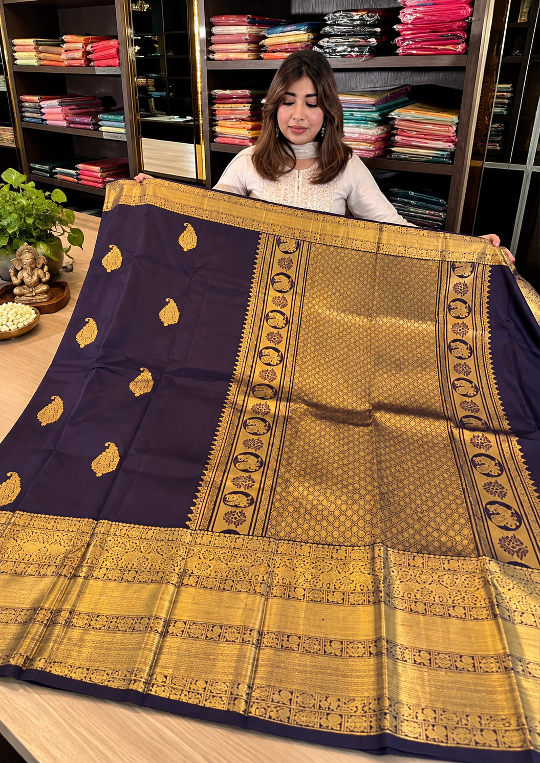 Royal Purple Soft Banarasi Silk Saree with Ornate Traditional Border