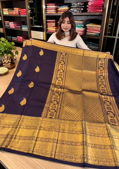 Royal Purple Soft Banarasi Silk Saree with Ornate Traditional Border