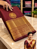Beautiful Maroon Soft Banarasi Silk Saree with Traditional Floral Medallions