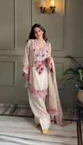 Attractive Designer Heavy Georgette Embroidery Farshi Salwar Suit Set