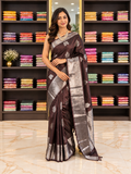 Very Beautiful Brown Soft Banarasi Silk Saree with Elegant Blouse Piece