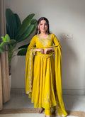 Designer Yellow Fox Georgette Anarkali Suit Set