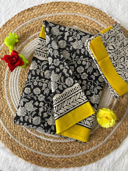Beauty Pure Heavy Mul Cotton Saree with Bagru Handblock Print
