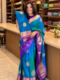Lovely Blue Soft Silk Saree With Traditional Blouse Piece