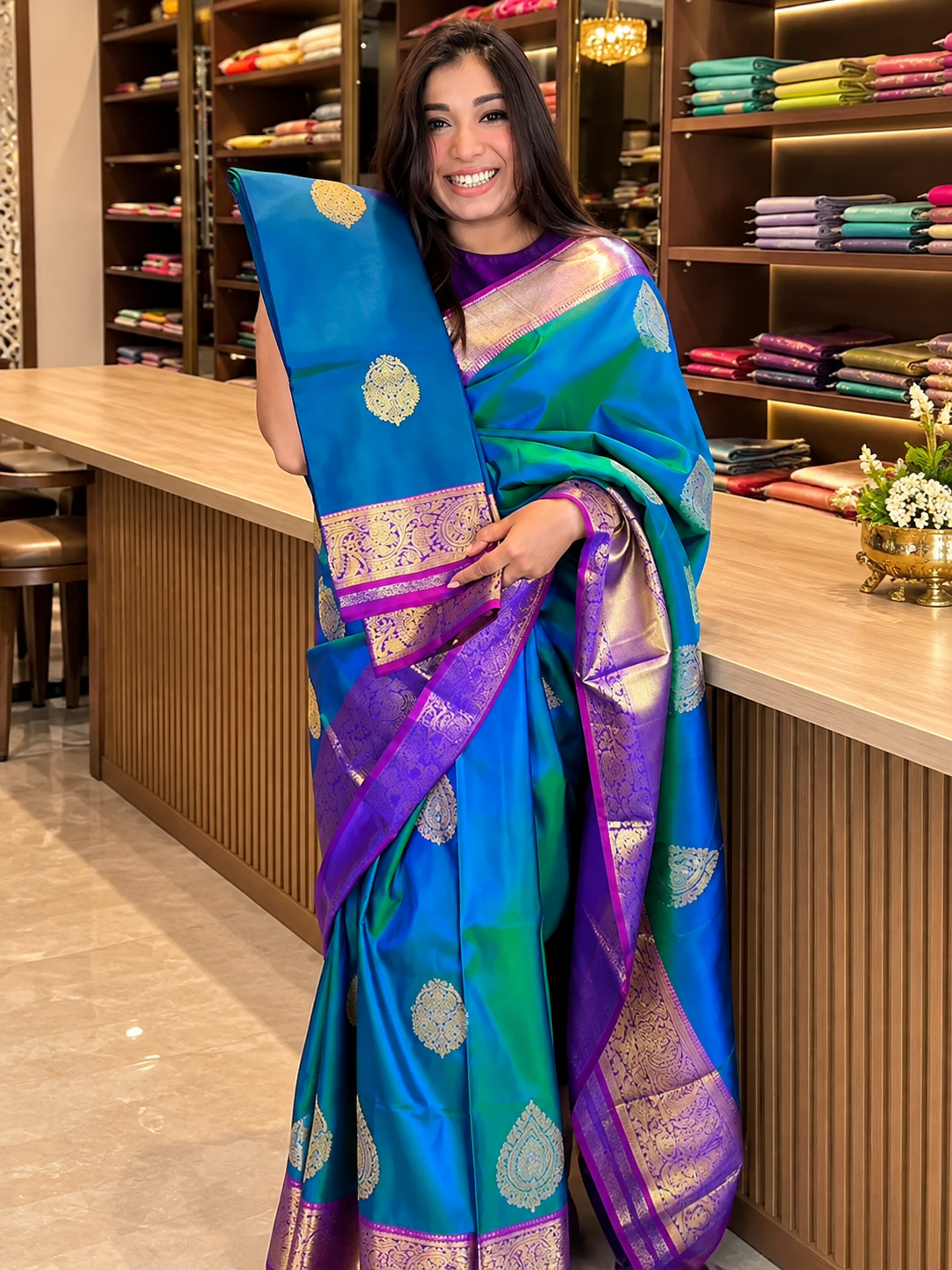 Lovely Blue Soft Silk Saree With Traditional Blouse Piece
