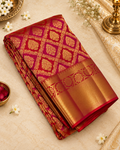 Red Woven Soft Banarasi Silk Saree with Imaginative Blouse Piece