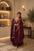New Designer Vichitra Silk Embroidered Anarkali Suit Set
