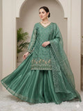 Pastel Green Fendy Silk Sharara Suit Set with Sequence Embroidery Work