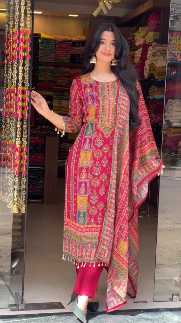 VERY DELIGHTFUL PREMIUM SILK HANDWORK SUIT SET