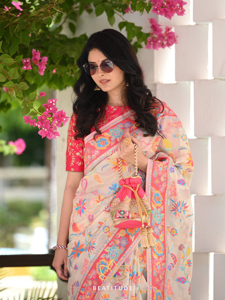 Banarasi Silk Saree With Kashmiri Weaving Work