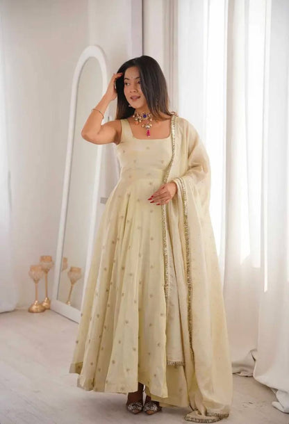 New Designer Cosmos Gold Embroidered Festive Anarkali Suit Set