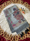 Aaradhya - Soft Muga Cotton Saree with Traditional Kalamkari Woven Design