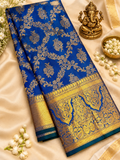 Royal Blue Soft Banarasi Silk Saree with Rich Gold Zari Border