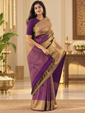 Attractive Purple Handwoven Soft Silk Saree with Elegant Blouse Piece