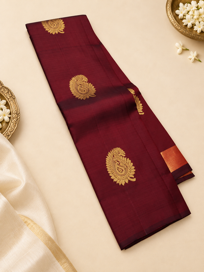 Classic Maroon Banarasi Silk Saree With Adorning Blouse Piece