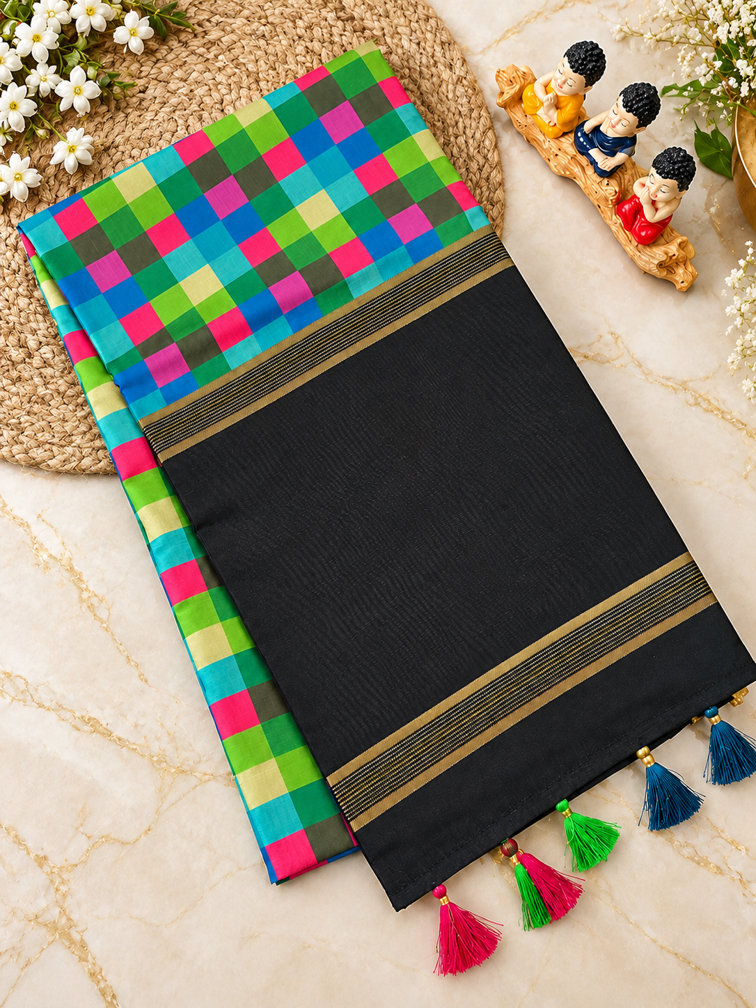 Marvellous Soft Tussar Silk Saree with Elegant Pallu & Tassels