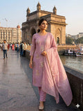 Elegant Pink Chinon 3-Piece Festive Salwar Suit Set with Sequin Work