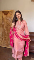 Very Gorgeous Fendy Silk Embroidery Sequence Suit Set