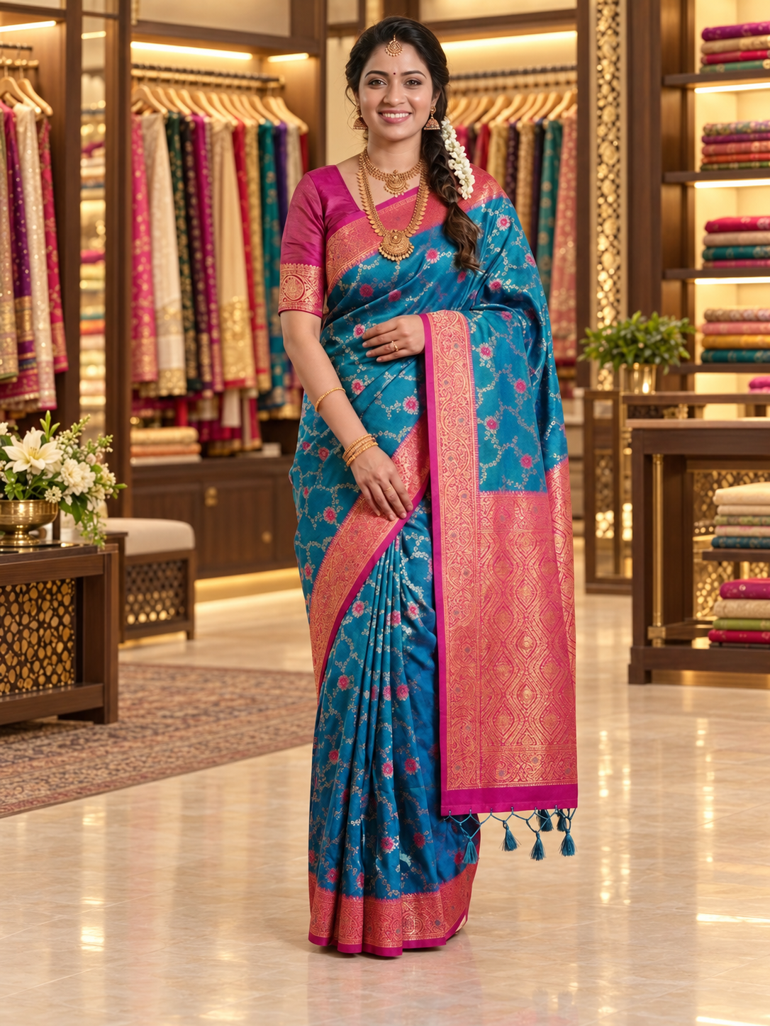 Aaradhya Royal Blue Soft Paithani Silk Saree with Rich Zari Weaving
