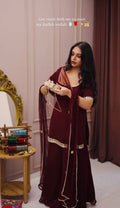 Very Beautiful Maroon Heavy Faux Georgette Sharara Suit Set