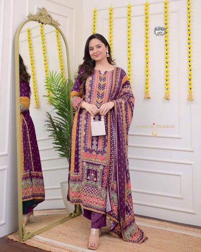 Premium Designer Multi-Color Chanderi Cotton Suit Set with Dupatta