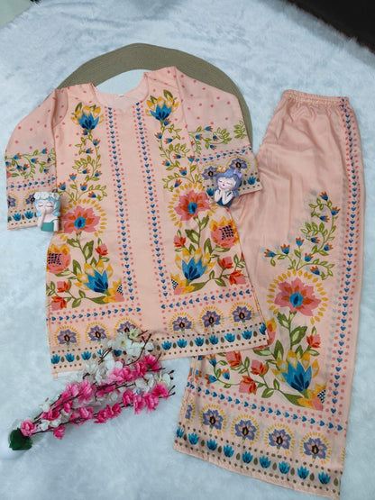 Very Beautiful Pink Soft Muslin Digital Printed Co-Ord Set