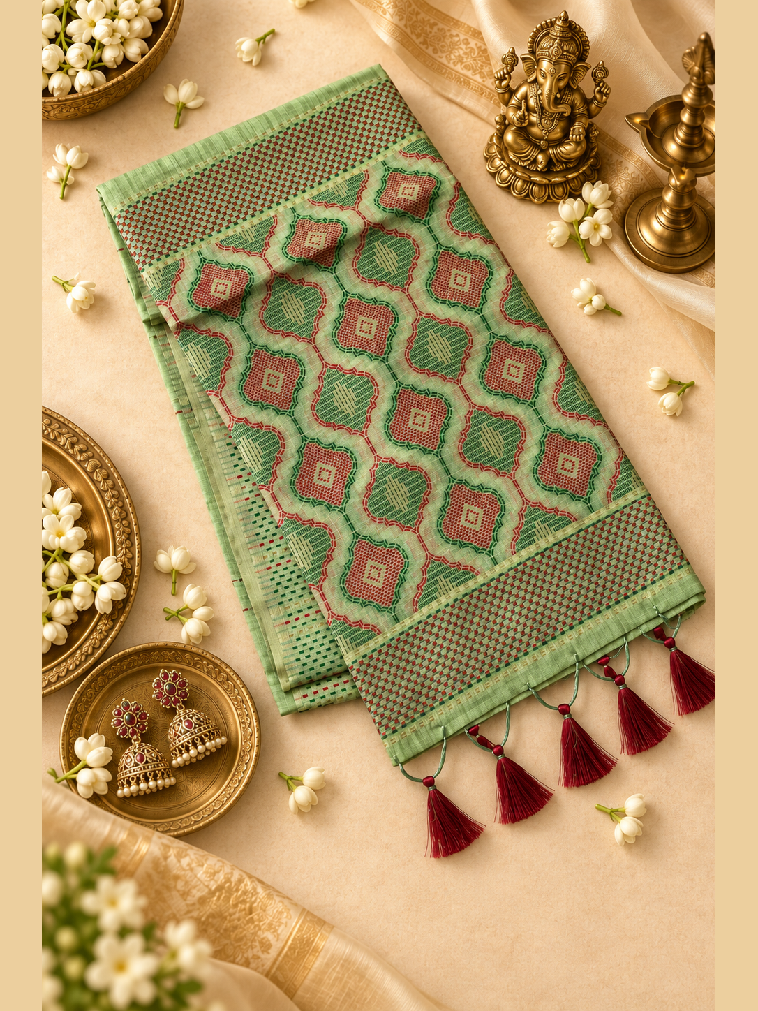 Elegant Soft Muga Cotton Festive Saree