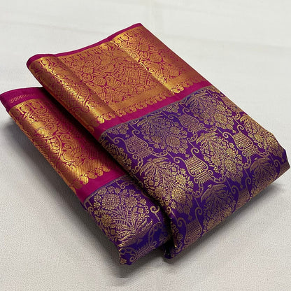 Magic Banarasi Style Pure Kanjivaram Silk Jacquard Kanchipuram Pattu Saree