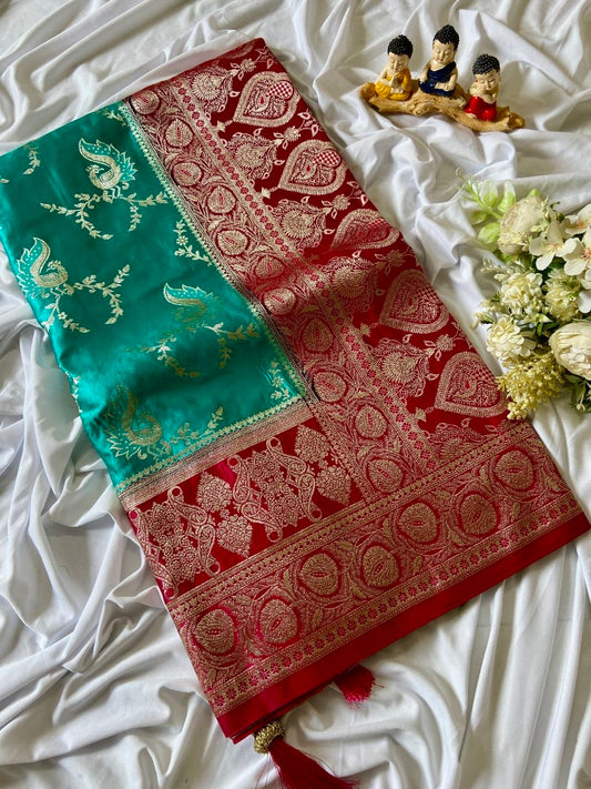 Festive Rama Pure Banarasi Silk Saree | Royal Gold Zari Weaving