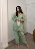 Attractive Mint Green Faux Georgette Embroidered Suit Set with Dupatta