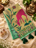 New Designer Muga Cotton Paithani Saree with Woven Deer Motif