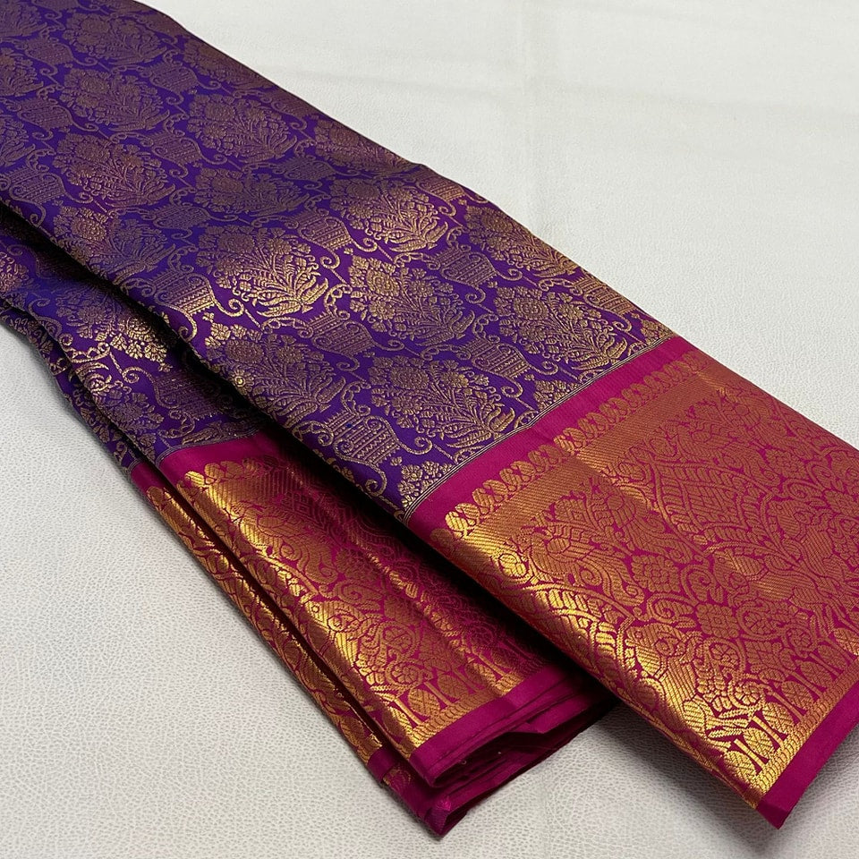 Magic Banarasi Style Pure Kanjivaram Silk Jacquard Kanchipuram Pattu Saree