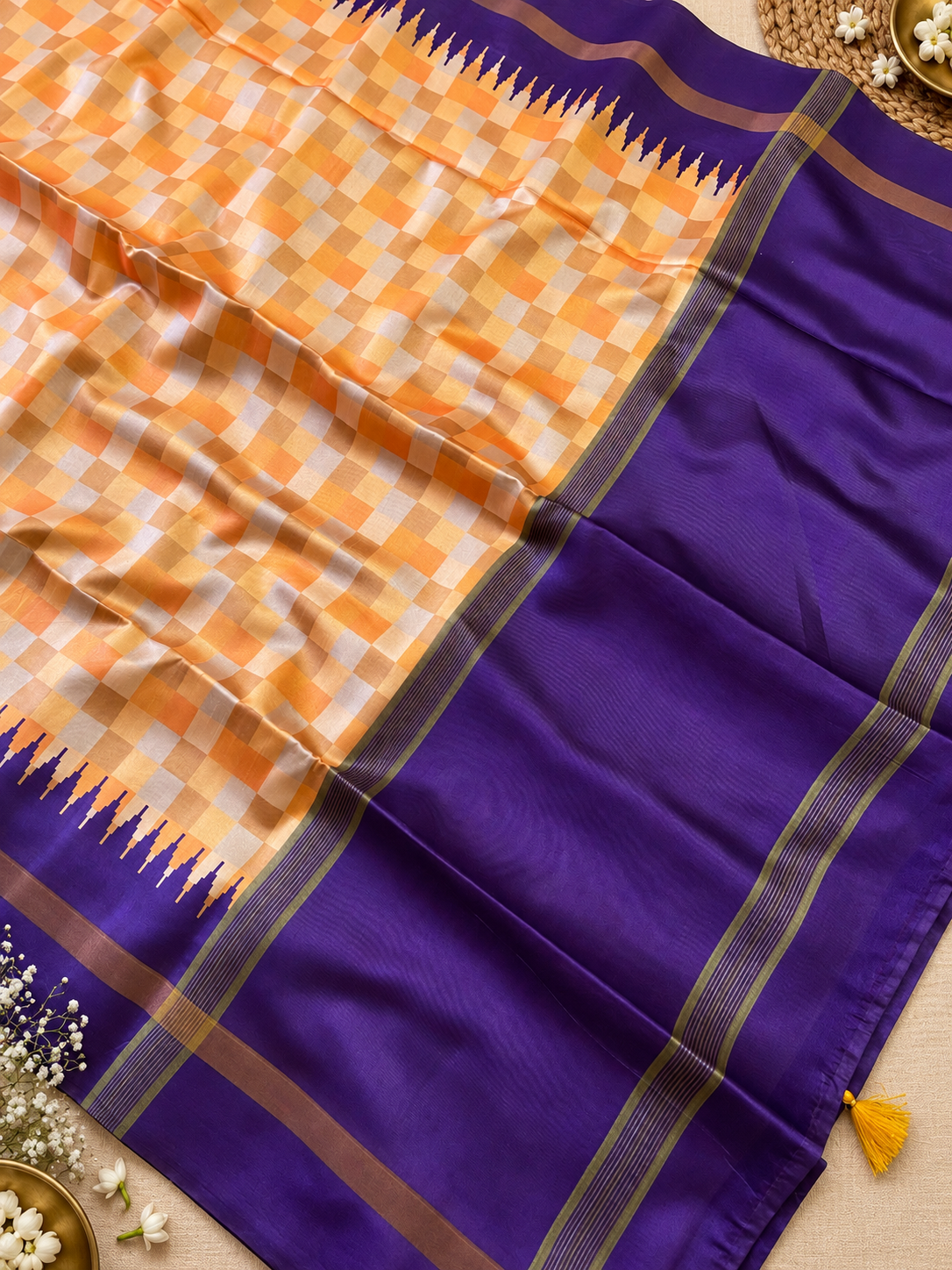 Traditional Soft Tussar Silk Saree with Elegant Pallu & Tassels