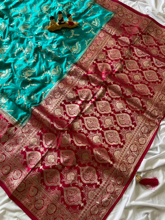 Festive Rama Pure Banarasi Silk Saree | Royal Gold Zari Weaving