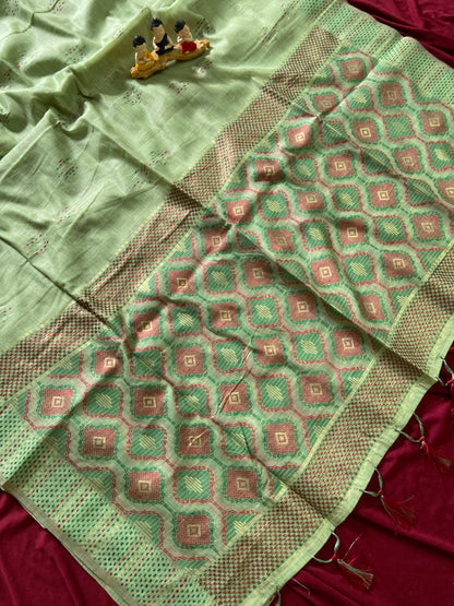 Elegant Soft Muga Cotton Festive Saree