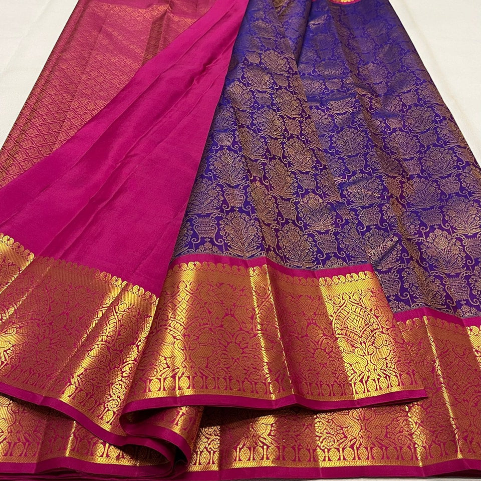 Magic Banarasi Style Pure Kanjivaram Silk Jacquard Kanchipuram Pattu Saree