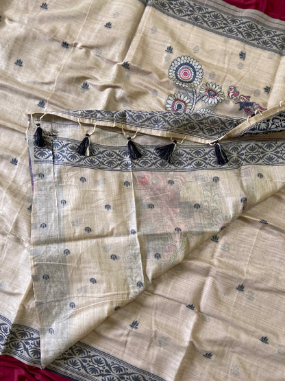 Vihana Royal Folk Art Soft Muga Cotton Saree