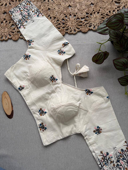 Attractive - Pink Handloom Cotton Saree With Havy Embroidery Work Stitched Blouse