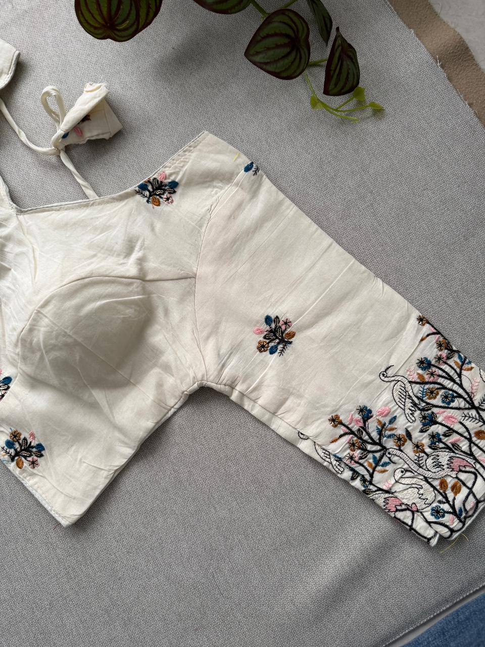 Slavia - Black Handloom Cotton Saree With Havy Embroidery Work Stitched Blouse