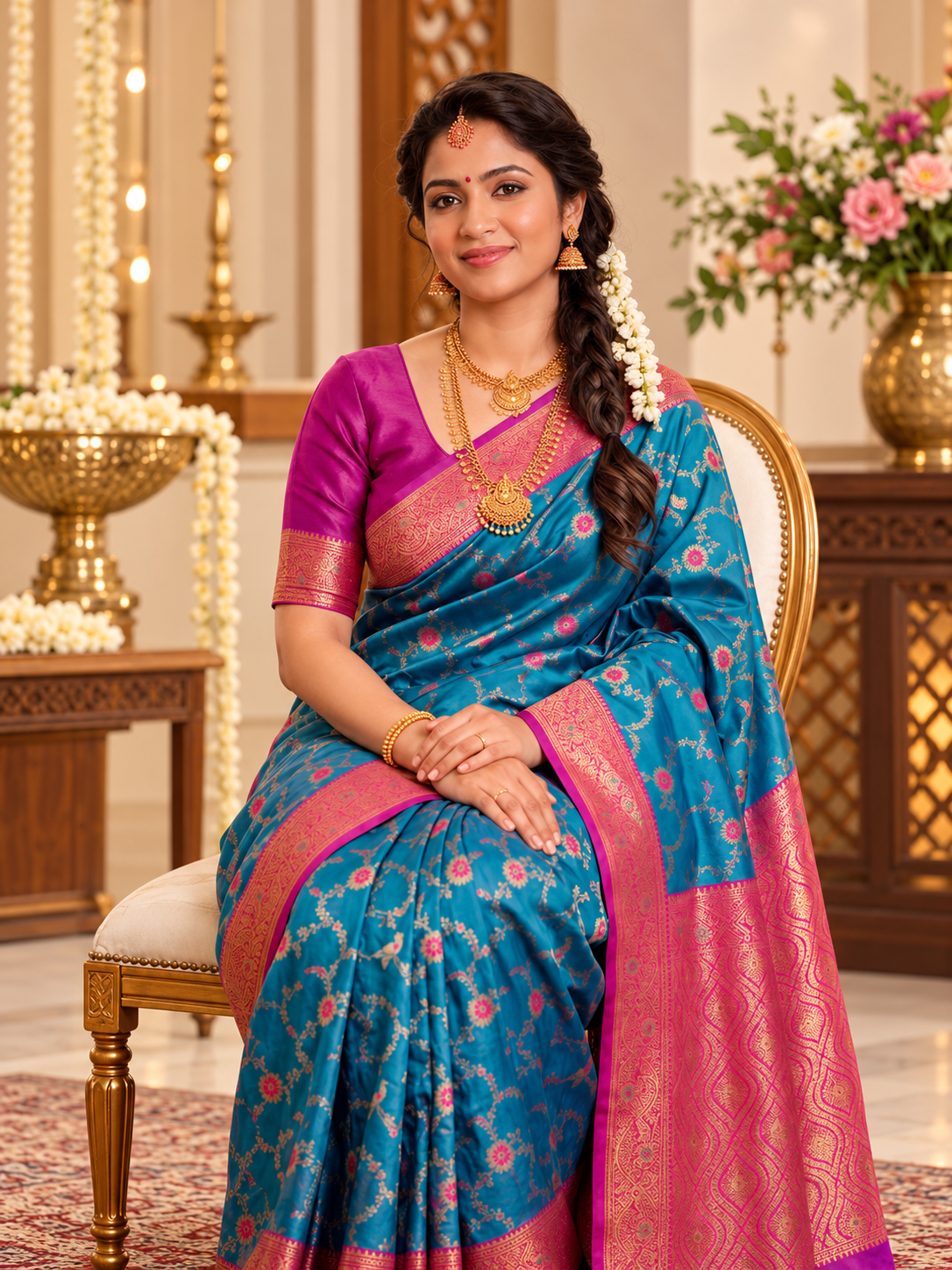 Aaradhya Royal Blue Soft Paithani Silk Saree with Rich Zari Weaving