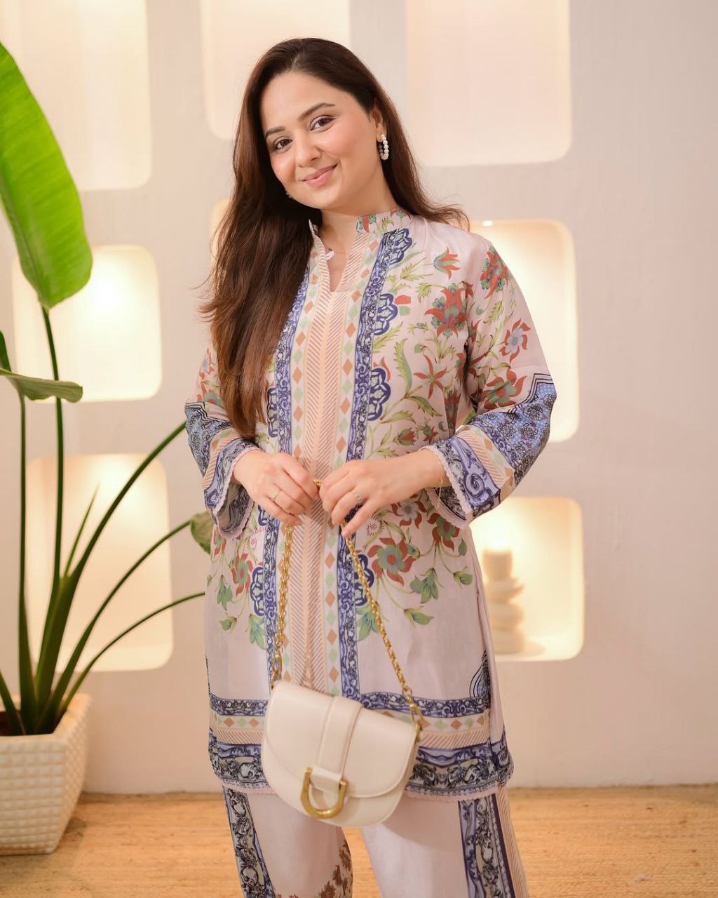 Very Beautiful Lavender Pastel Soft Muslin Printed Co-Ord Set