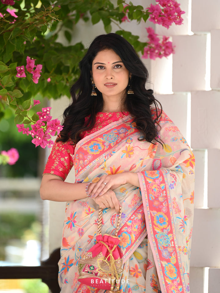 Banarasi Silk Saree With Kashmiri Weaving Work