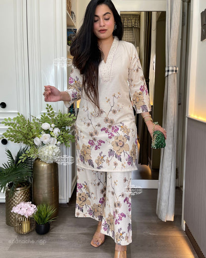 Very Attractive Pure Cotton Floral Printed Co-Ord Set