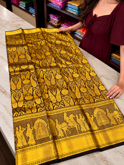 Divine Brown Soft Banarasi Silk Saree with Alluring Blouse Piece