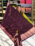 Festive Wine Soft Banarasi Silk Saree with Winsome Blouse Piece