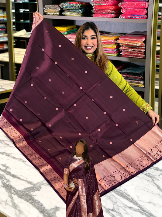 Festive Wine Soft Banarasi Silk Saree with Winsome Blouse Piece